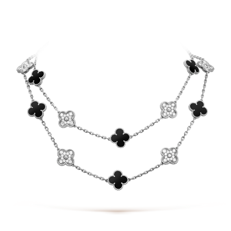 CLOVER 20 MOTIFS ONYX DIAMOND SILVER