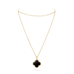 CLOVER 25MM GOLD ONYX BIG CLOVER NECKLACE
