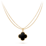 CLOVER 25MM GOLD ONYX BIG CLOVER NECKLACE