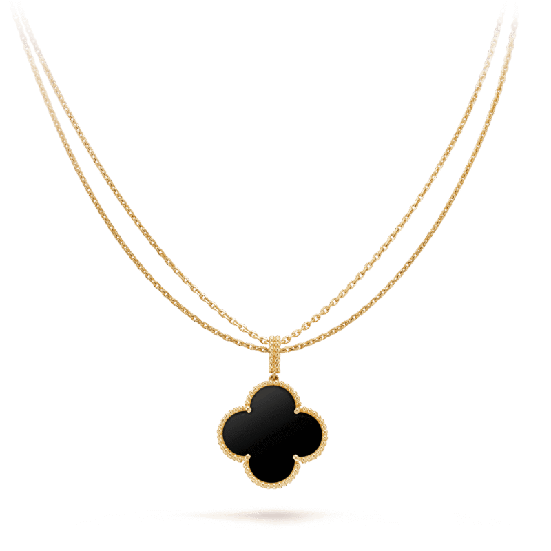 CLOVER 25MM GOLD ONYX BIG CLOVER NECKLACE