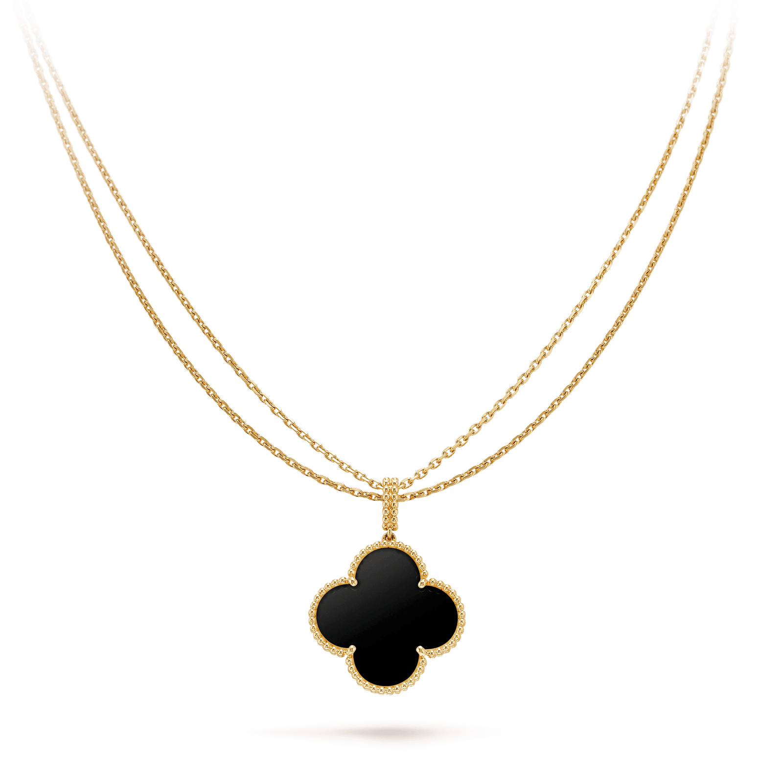 CLOVER 25MM GOLD ONYX BIG CLOVER NECKLACE CLOVER 25MM GOLD ONYX BIG CLOVER NECKLACE