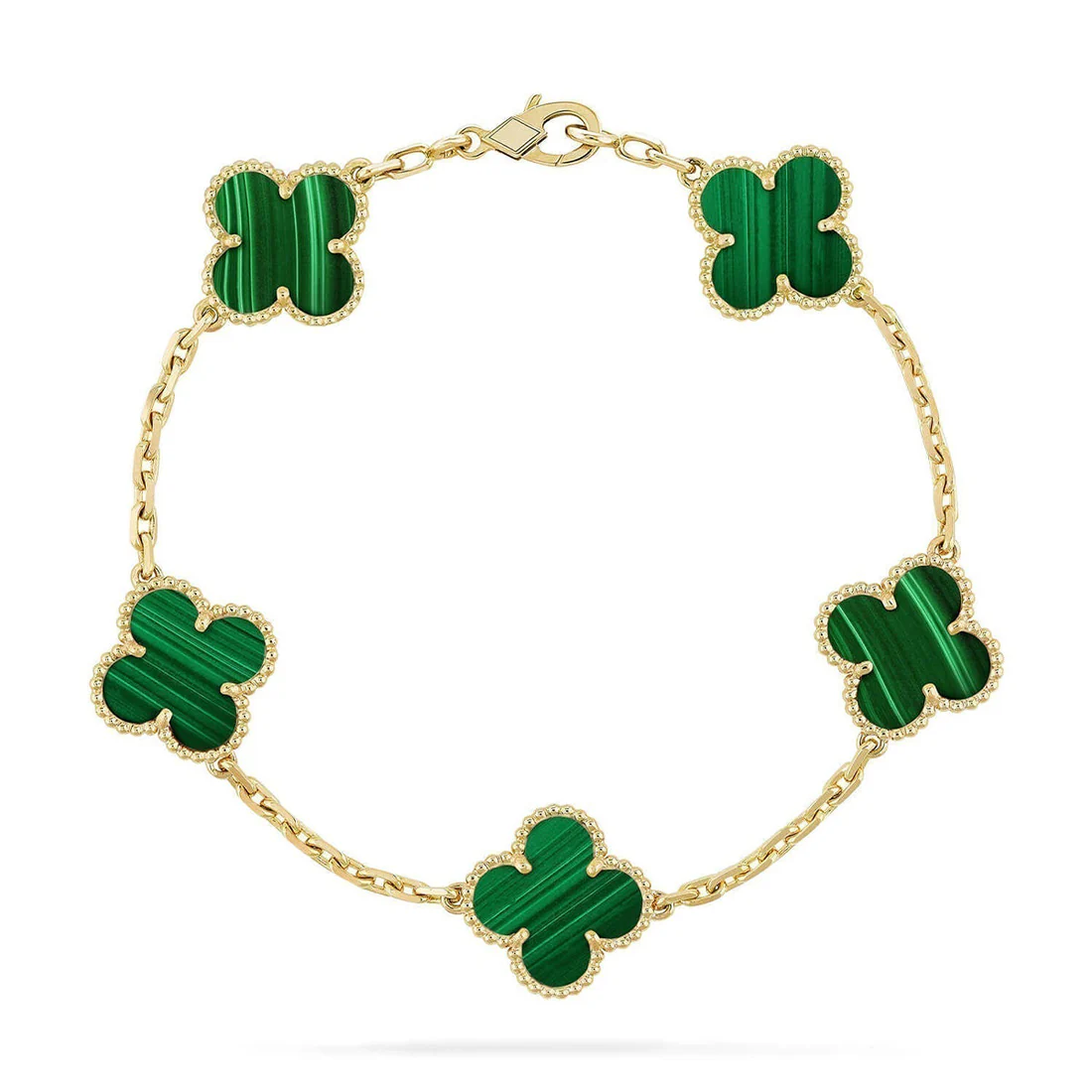 CLOVER 5 MOTIF MALACHITE BRACELET COLLECTION CLOVER 5 MOTIF MALACHITE BRACELET COLLECTION