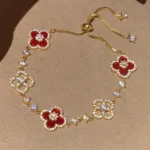 CLOVER 5 MOTIF PINK BLUE RED WHITE BRACELET