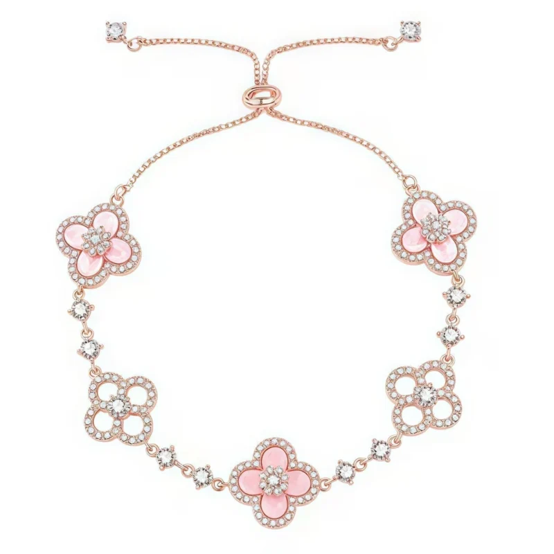 CLOVER 5 MOTIF PINK BLUE RED WHITE BRACELET