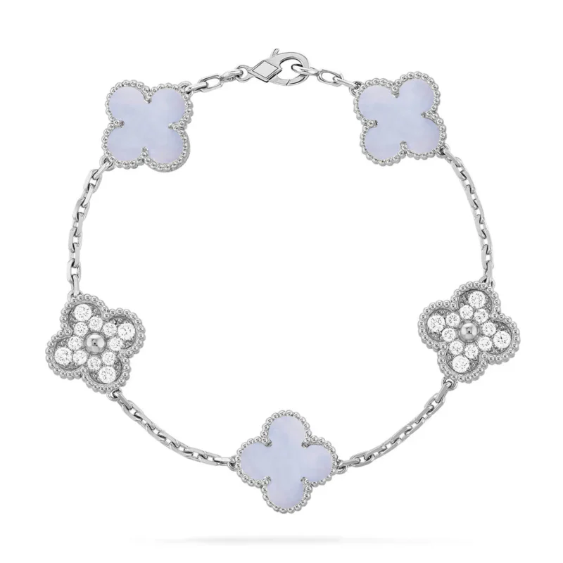 CLOVER 5 MOTIF PURPLE CHALCEDONY BRACELET COLLECTION