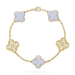 CLOVER 5 MOTIF PURPLE CHALCEDONY BRACELET COLLECTION