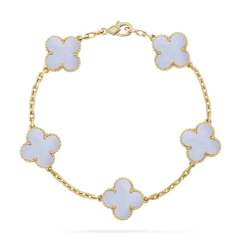 CLOVER 5 MOTIF PURPLE CHALCEDONY BRACELET COLLECTION