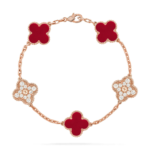 CLOVER 5 MOTIF RED CORNELIAN BRACELET COLLECTION
