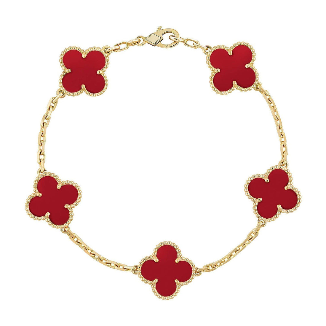 CLOVER 5 MOTIF RED CORNELIAN BRACELET COLLECTION CLOVER 5 MOTIF RED CORNELIAN BRACELET COLLECTION