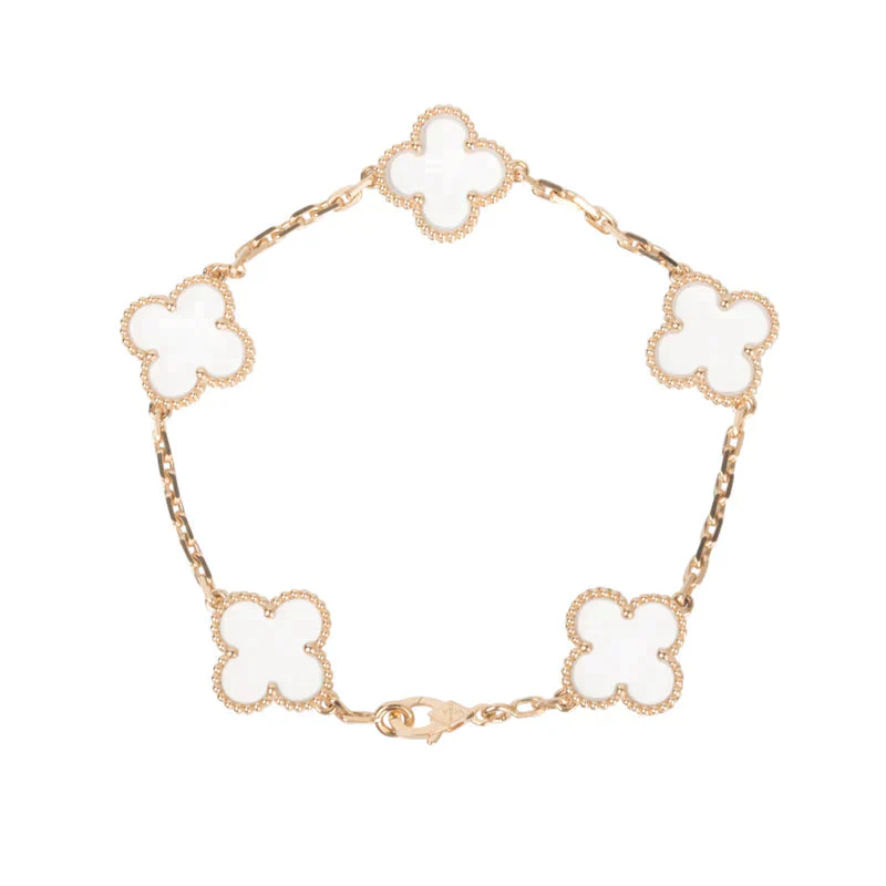 CLOVER 5 MOTIF ROCK CRYSTAL BRACELET