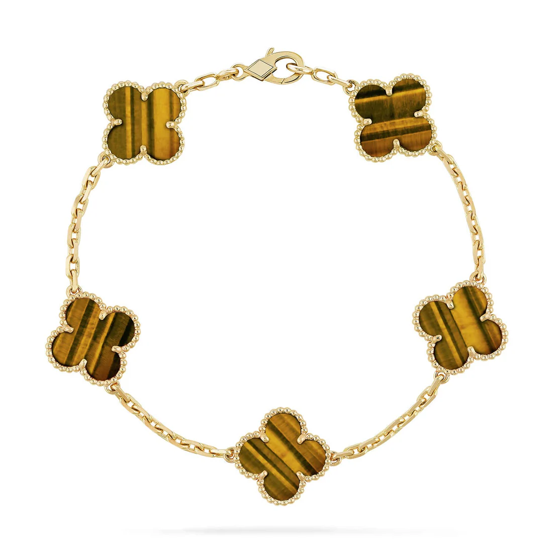 CLOVER 5 MOTIFS TIGER EYE BRACELET COLLECTION CLOVER 5 MOTIFS TIGER EYE BRACELET COLLECTION