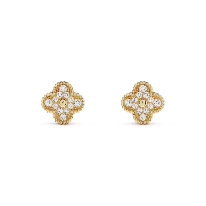 CLOVER MEDIUM 1 MOTIFS FUll DIAMOND EARRINGS