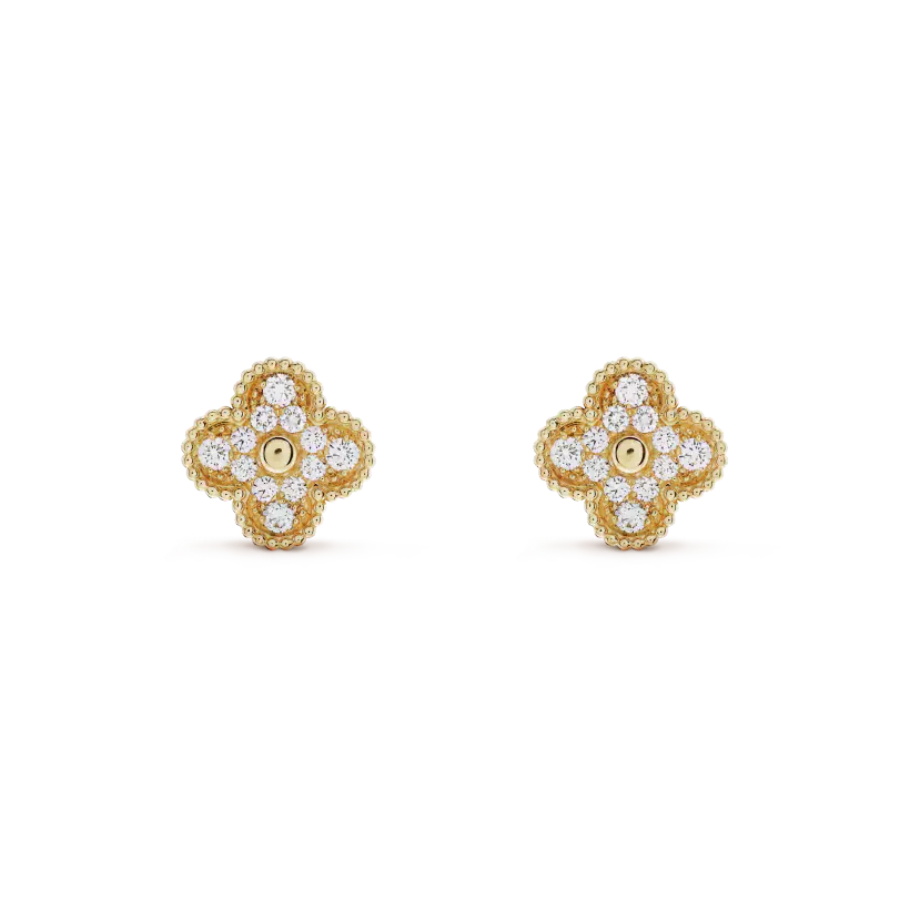 CLOVER MEDIUM 1 MOTIFS FUll DIAMOND EARRINGS CLOVER MEDIUM 1 MOTIFS FUll DIAMOND EARRINGS
