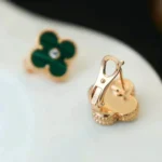 CLOVER MEDIUM 1 MOTIFS MALACHITE DIAMOND EARRINGS