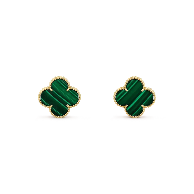 CLOVER MINI 9.5MM MALACHITE EARRINGS