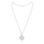 CLOVER SILVER CHALCEDONY BIG CLOVER NECKLACE