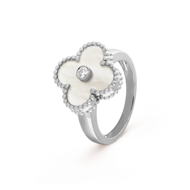 CLOVER SILVER MOP DIAMOND RING