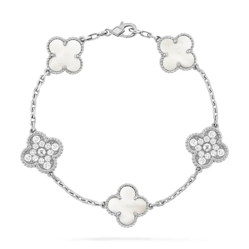 CLOVER WHITE PEARL MOP 5 MOTIF BRACELET COLLECTION