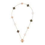 DETACHABLE CLOVER 15(11+4) FLOWER ROSE GOLD NECKLACE SET