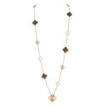 DETACHABLE CLOVER 15(11+4) FLOWER ROSE GOLD NECKLACE SET