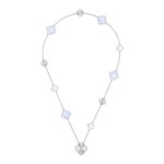 DETACHABLE CLOVER 15(11+4) FLOWER SILVER NECKLACE SET