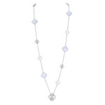 DETACHABLE CLOVER 15(11+4) FLOWER SILVER NECKLACE SET