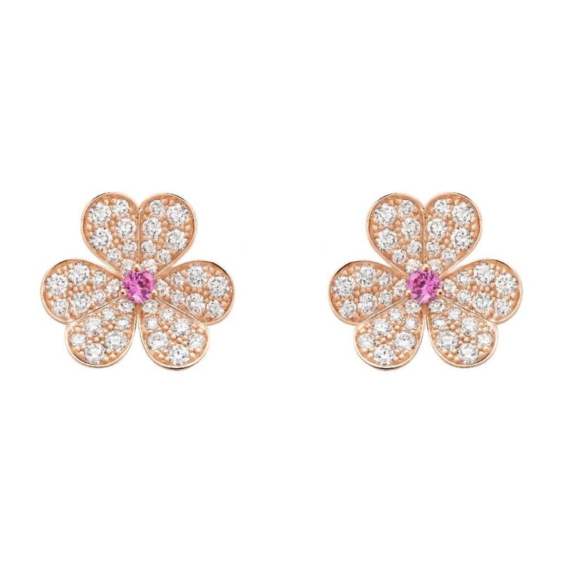 FRIVOLE PINK GOLD FLOWER DIAMOND EARRINGS