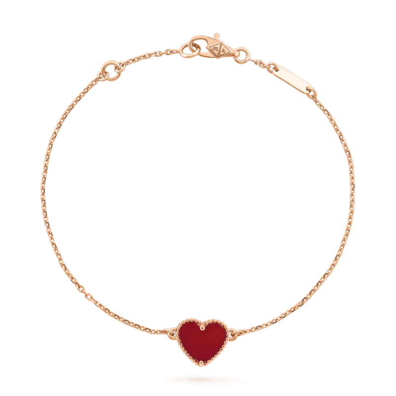 HEART CARNELIAN PINK GOLD BRACELET