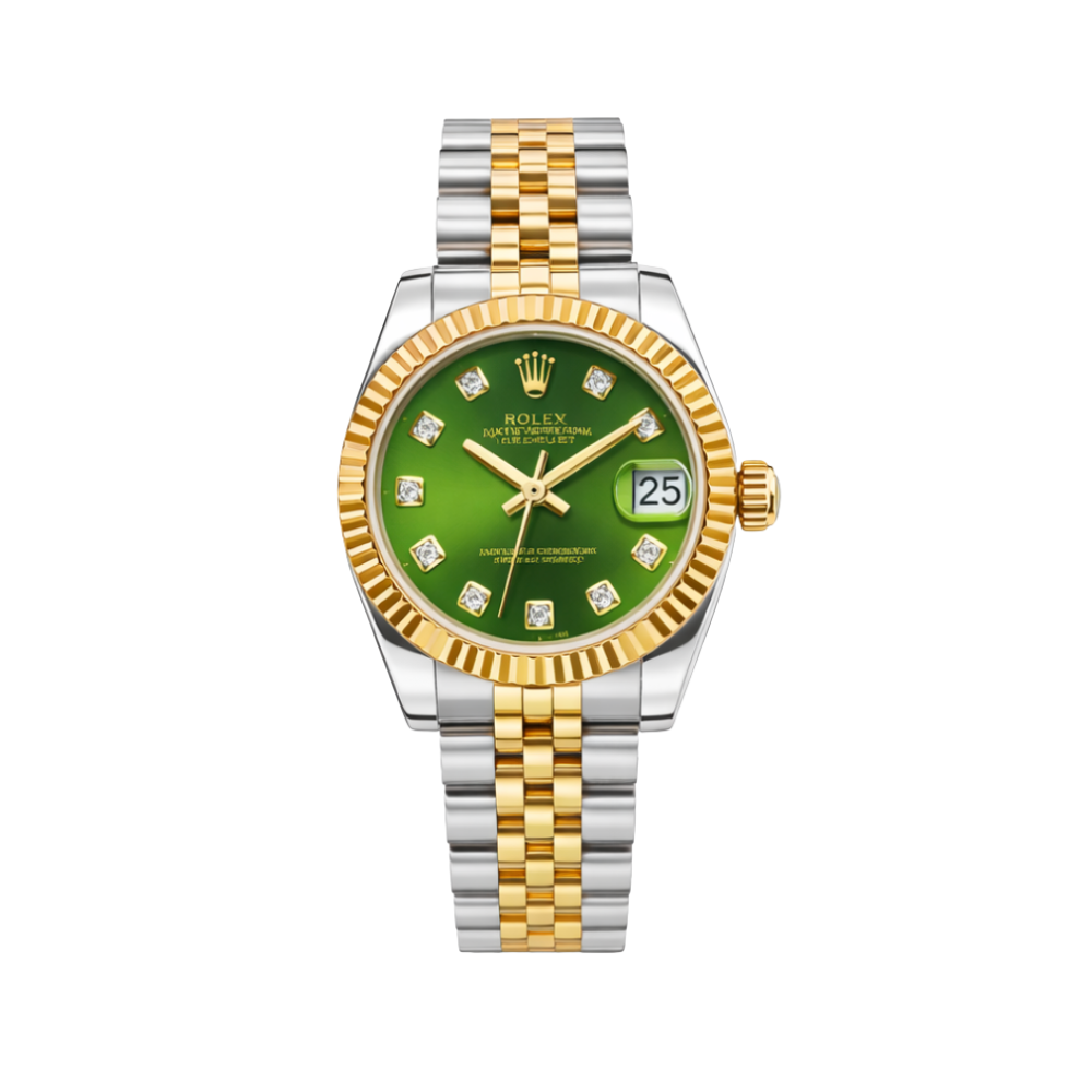 httpswww.canva_.comdesign_29_d929e255-df62-483f-920c-5ee39a723fbb Rolex Datejust Olive Green Dial Watch - Image 1