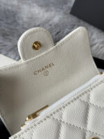 CHANEL 25S CLASSIC FLAP CARD HOLDER 11 IN IVORY CAVIAR GOLD HARDWARE - Image 8