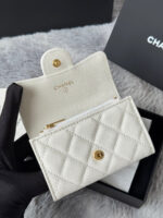 CHANEL 25S CLASSIC FLAP CARD HOLDER 11 IN IVORY CAVIAR GOLD HARDWARE - Image 7
