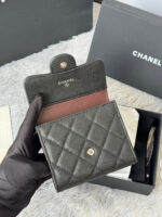 CHANEL 25S CF SMALL TRI FOLD WALLET 11 IN BLACK CAVIAR SILVER HARDWARE - Image 7