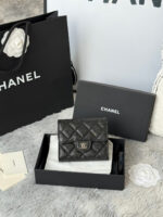 CHANEL 25S CF SMALL TRI FOLD WALLET 11 IN BLACK CAVIAR SILVER HARDWARE - Image 12