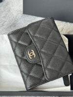 CHANEL 25S CF SMALL TRI FOLD WALLET 11 IN BLACK CAVIAR SILVER HARDWARE - Image 3