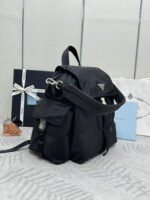 PRADA 25S EXPLORE BACKPACK 39 IN BLACK RE-NYLON AND CALFSKIN - Image 4