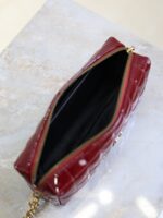 YSL 25S CASSANDRE MATELASSÉ CARRÉ POUCH ON CHAIN 18 IN DARK RED WINE SHINY CALFSKIN - Image 5