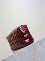 YSL 25S CASSANDRE MATELASSÉ CARRÉ POUCH ON CHAIN 18 IN DARK RED WINE SHINY CALFSKIN - Image 7