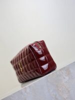 YSL 25S CASSANDRE MATELASSÉ CARRÉ POUCH ON CHAIN 18 IN DARK RED WINE SHINY CALFSKIN - Image 16