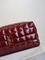YSL 25S CASSANDRE MATELASSÉ CARRÉ POUCH ON CHAIN 18 IN DARK RED WINE SHINY CALFSKIN - Image 12