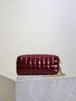 YSL 25S CASSANDRE MATELASSÉ CARRÉ POUCH ON CHAIN 18 IN DARK RED WINE SHINY CALFSKIN - Image 2