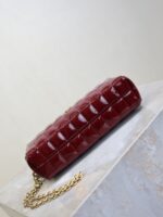 YSL 25S CASSANDRE MATELASSÉ CARRÉ POUCH ON CHAIN 18 IN DARK RED WINE SHINY CALFSKIN - Image 9