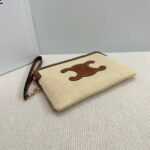 SMALL POUCH 25 IN BEIGE CANVAS AND BROWN CALFSKIN - Image 4