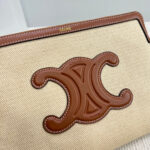 SMALL POUCH 25 IN BEIGE CANVAS AND BROWN CALFSKIN - Image 14