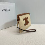 SMALL POUCH 25 IN BEIGE CANVAS AND BROWN CALFSKIN - Image 6