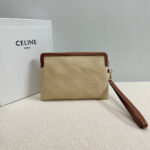 SMALL POUCH 25 IN BEIGE CANVAS AND BROWN CALFSKIN - Image 16