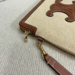 SMALL POUCH 25 IN BEIGE CANVAS AND BROWN CALFSKIN - Image 9