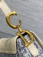 DIOR 25S SOFT SADDLE BAG 25 IN BLUE DIOR OBLIQUE CHAMBRAY AND IVORY SMOOTH CALFSKIN - Image 6