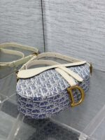 DIOR 25S SOFT SADDLE BAG 25 IN BLUE DIOR OBLIQUE CHAMBRAY AND IVORY SMOOTH CALFSKIN - Image 8