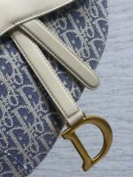 DIOR 25S SOFT SADDLE BAG 25 IN BLUE DIOR OBLIQUE CHAMBRAY AND IVORY SMOOTH CALFSKIN - Image 5