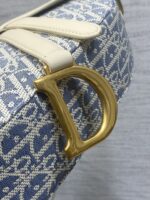 DIOR 25S SOFT SADDLE BAG 25 IN BLUE DIOR OBLIQUE CHAMBRAY AND IVORY SMOOTH CALFSKIN - Image 12